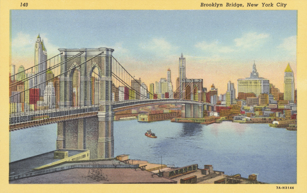 Detail of Brooklyn Bridge by Anonymous