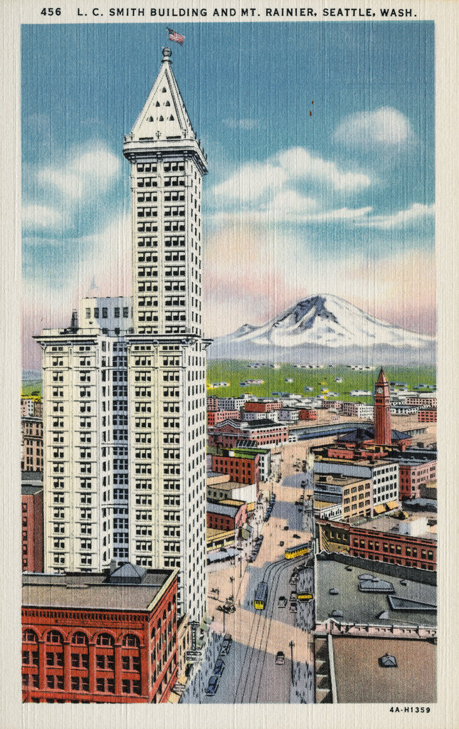 Detail of L.C. Smith Building and Mt. Rainier by Anonymous