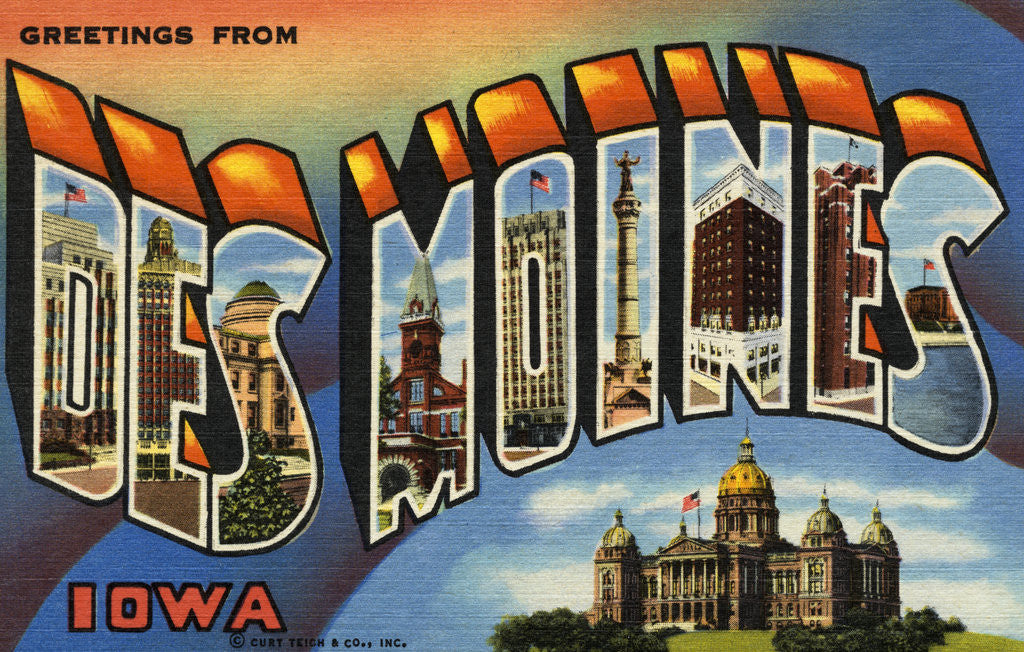 Detail of Greeting Card from Des Moines, Iowa by Anonymous