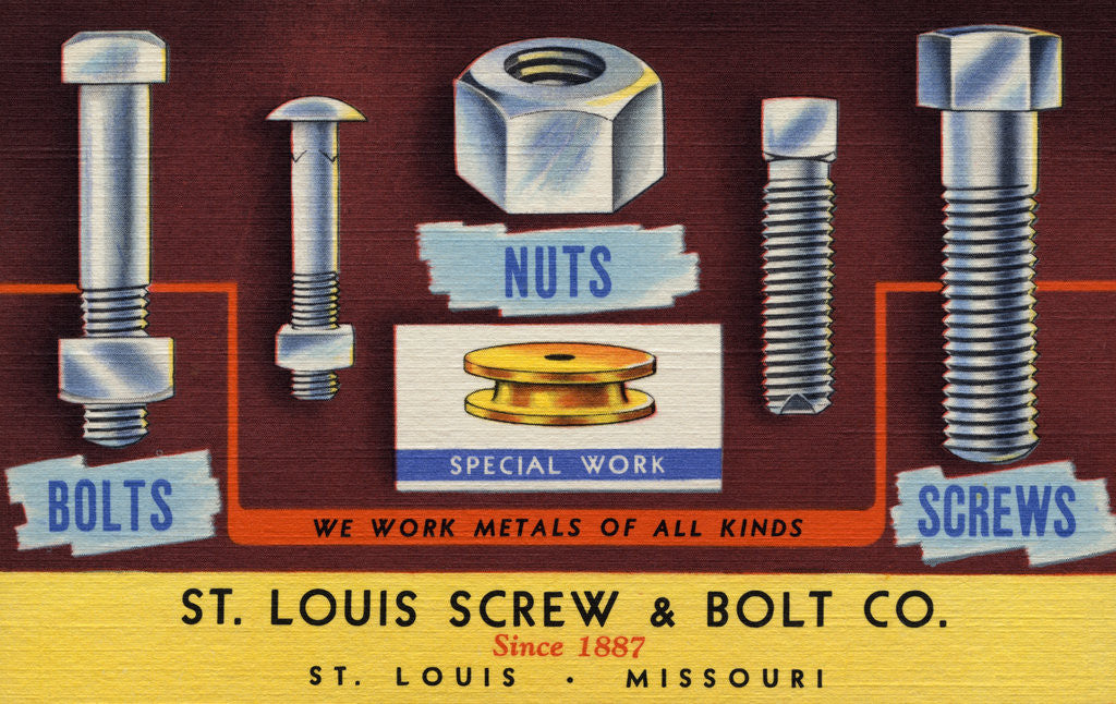 Detail of Advertisement for Nuts and Bolts by Anonymous