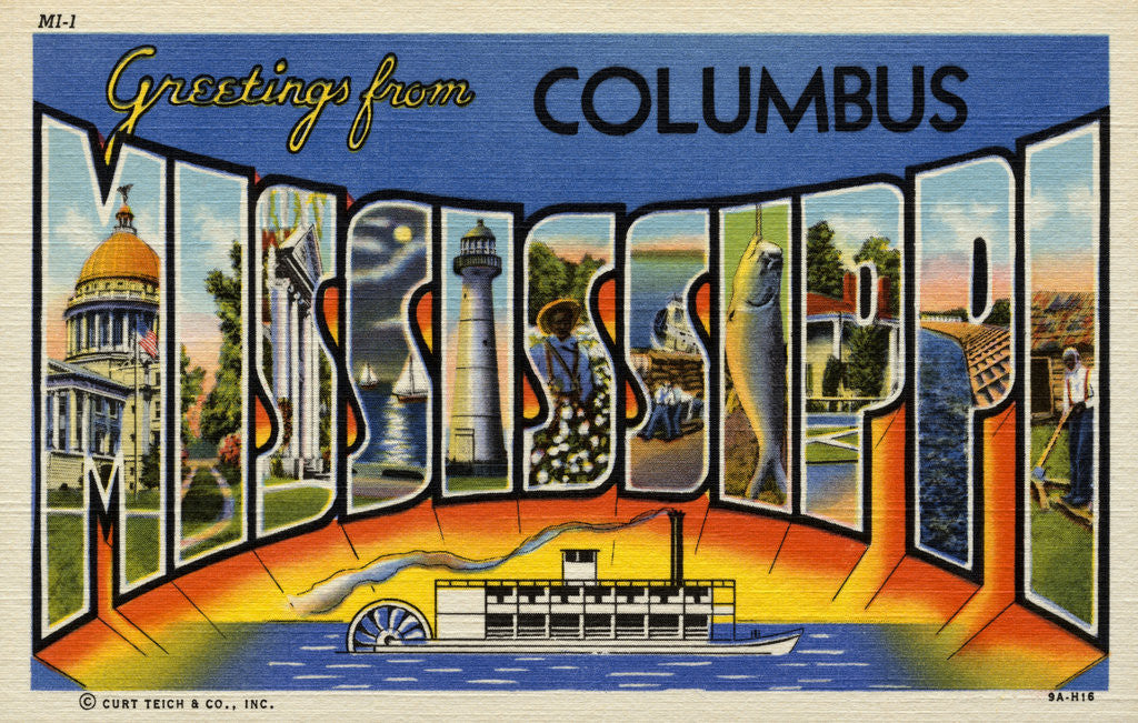 Detail of Greeting Card from Columbus, Mississippi by Anonymous