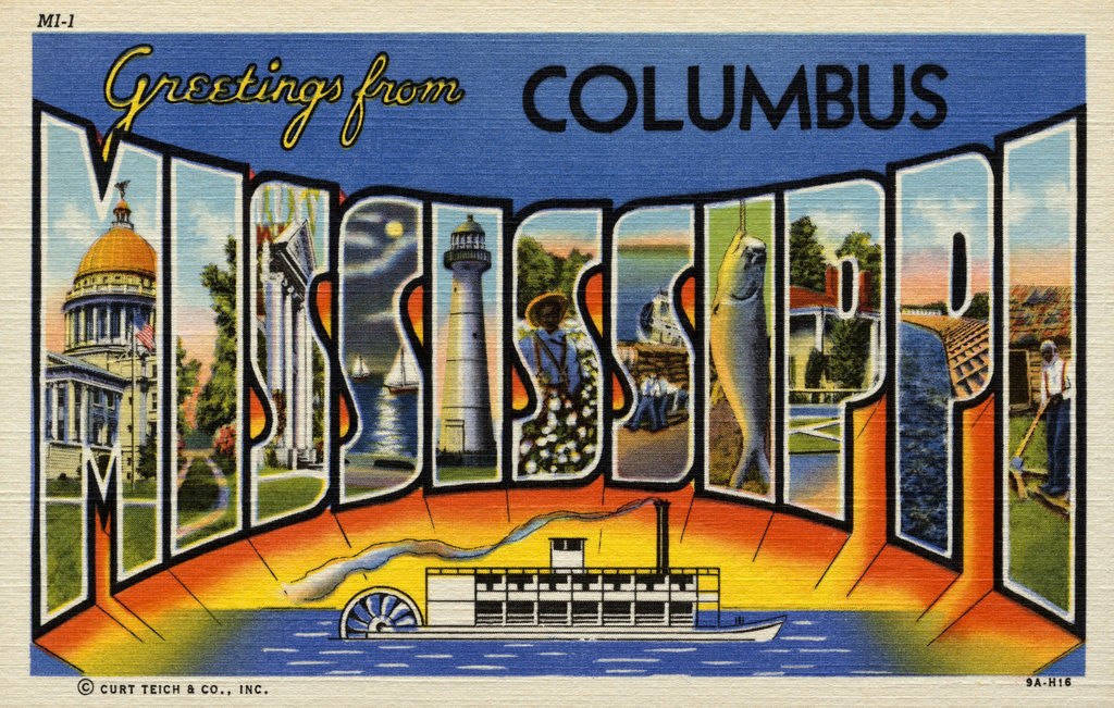 Detail of Greeting Card from Columbus, Mississippi by Corbis