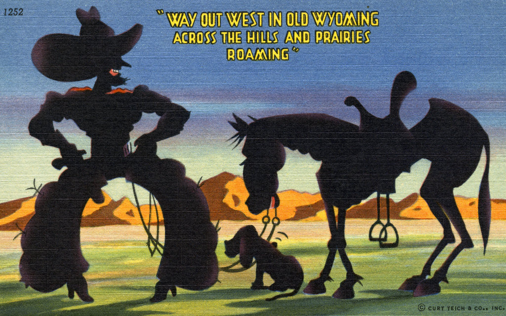 Detail of Cartoon of Cowboy Promoting Wyoming by Anonymous