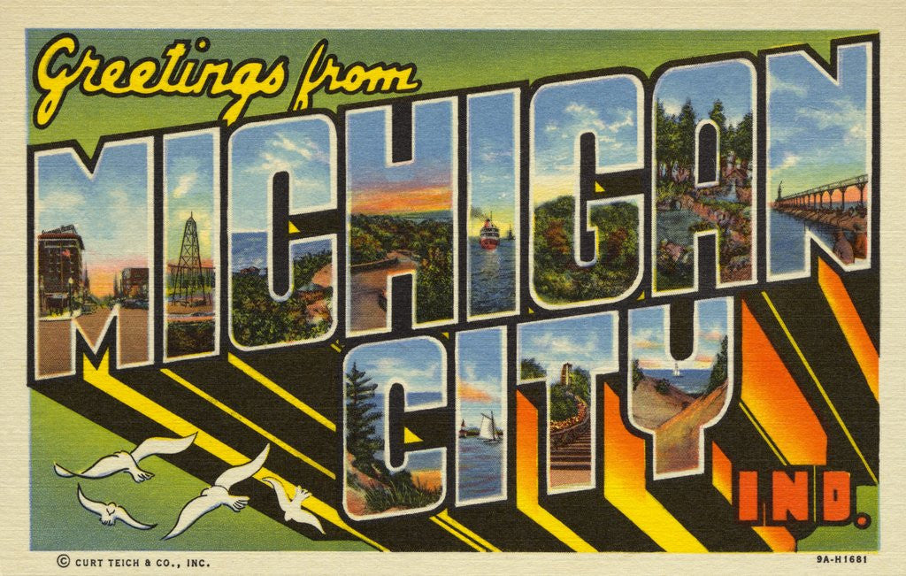 Detail of Greeting Card from Michigan City, Indiana by Anonymous