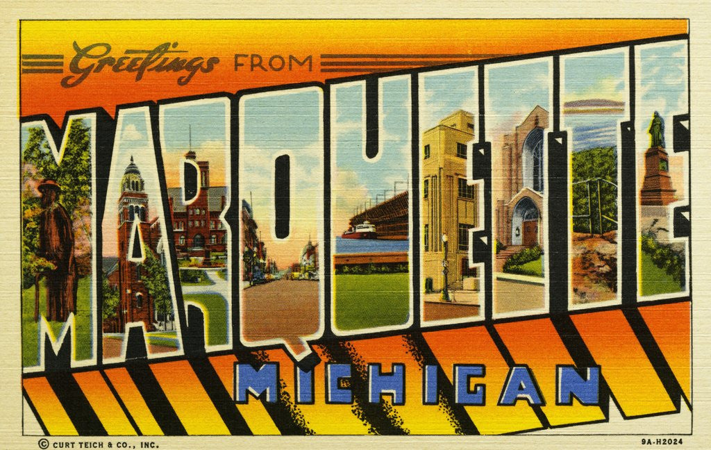 Detail of Greeting Card from Marquette, Michigan by Anonymous