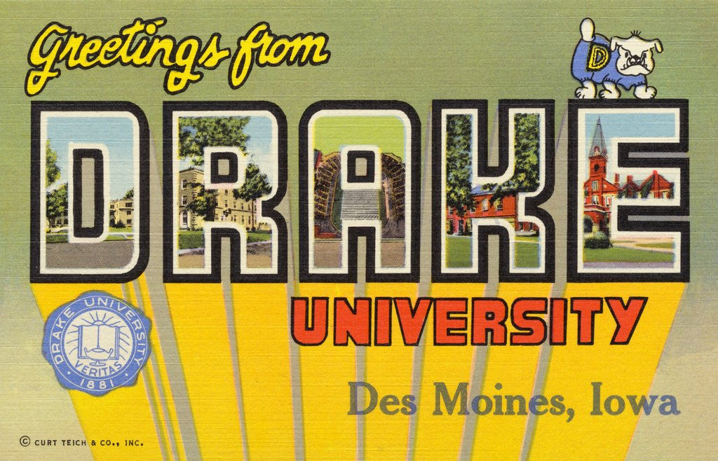 Detail of Postcard from Drake University by Corbis
