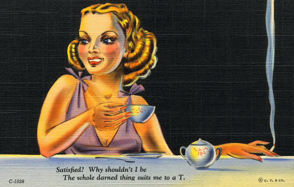 Detail of Cartoon of Woman Drinking Tea by Anonymous