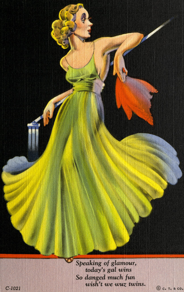 Detail of Woman Posing in Green Dress by Corbis