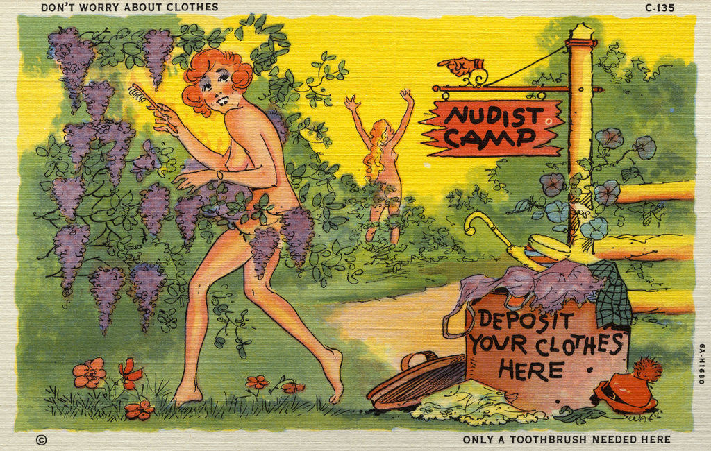 Detail of Cartoon of a Nudist Camp by Anonymous