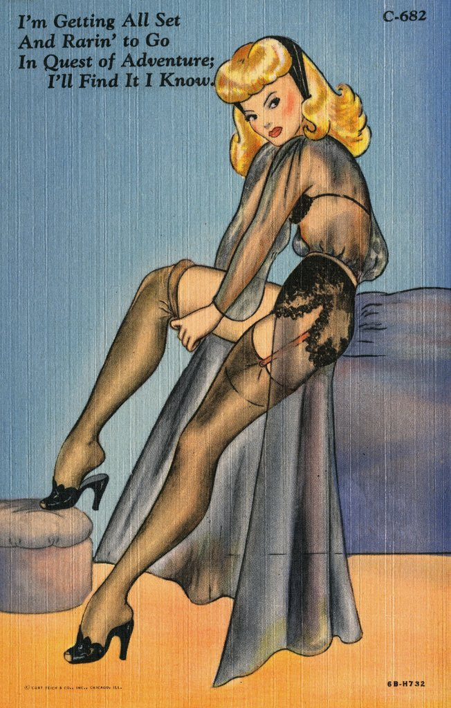 Detail of Illustration of Woman in Lingerie by Anonymous