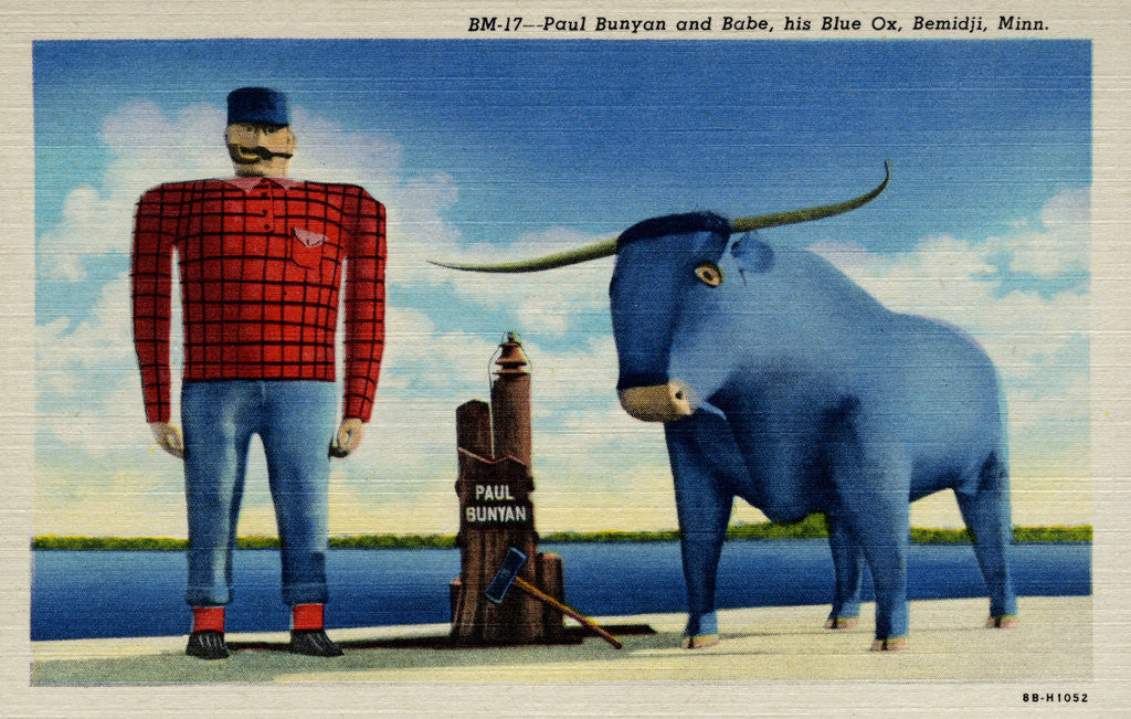Detail of Paul Bunyan with Babe, the Blue Ox by Anonymous