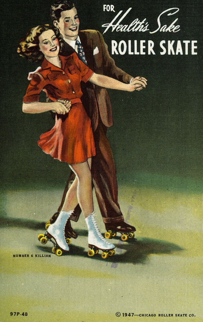 Detail of For Health's Sake, Roller Skate Postcard by Anonymous