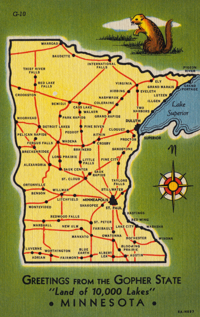 Detail of Minnesota State Map by Anonymous