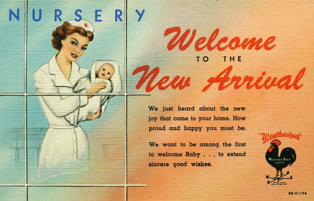 Detail of Card Welcoming a Newborn by Anonymous