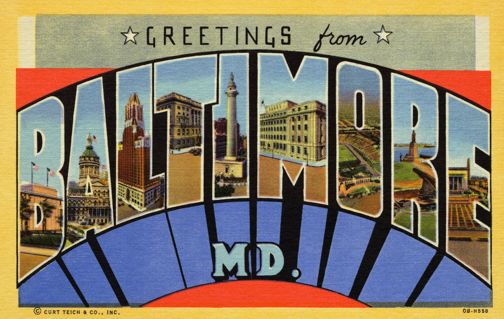 Detail of Postcard of Baltimore, Maryland by Anonymous