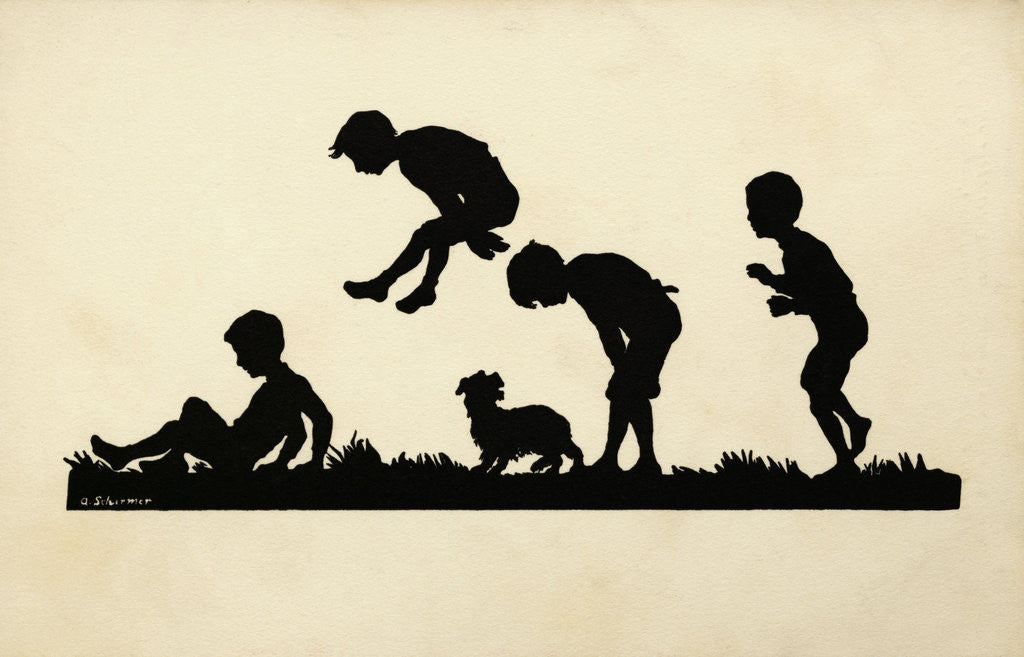 Detail of Postcard of Children Playing Leapfrog by Anonymous