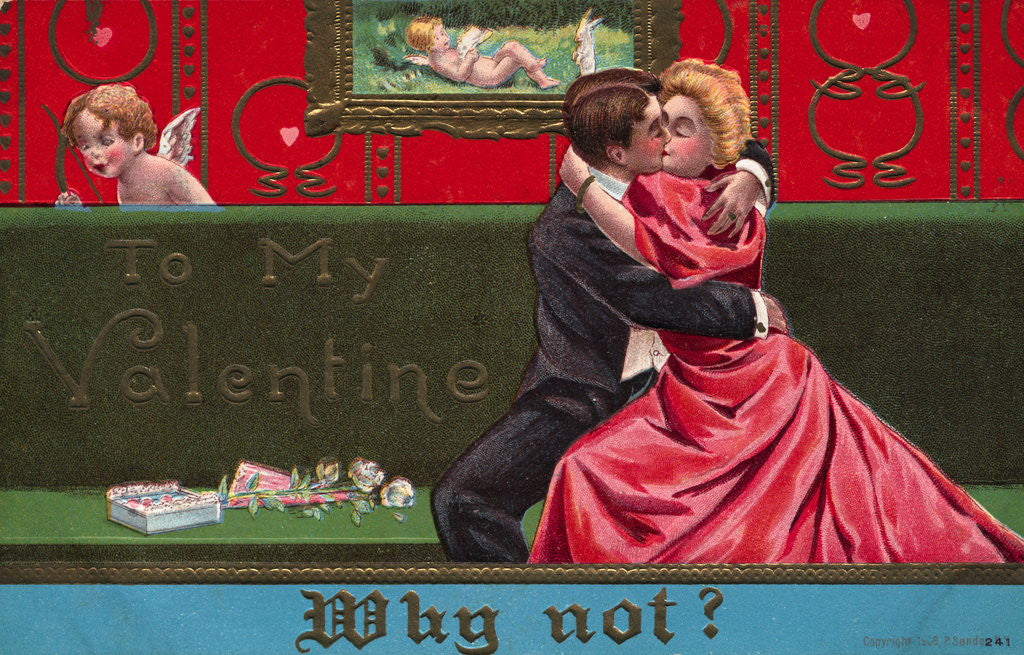 Detail of Postcard of Couple Embracing by Anonymous