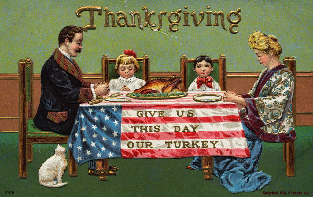 Detail of Give Us This Day Our Turkey Postcard by Anonymous