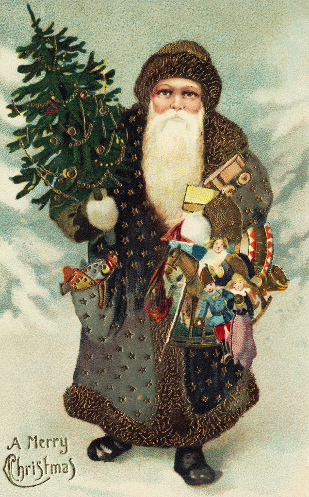 Detail of Postcard of Santa Claus with Toys by Anonymous