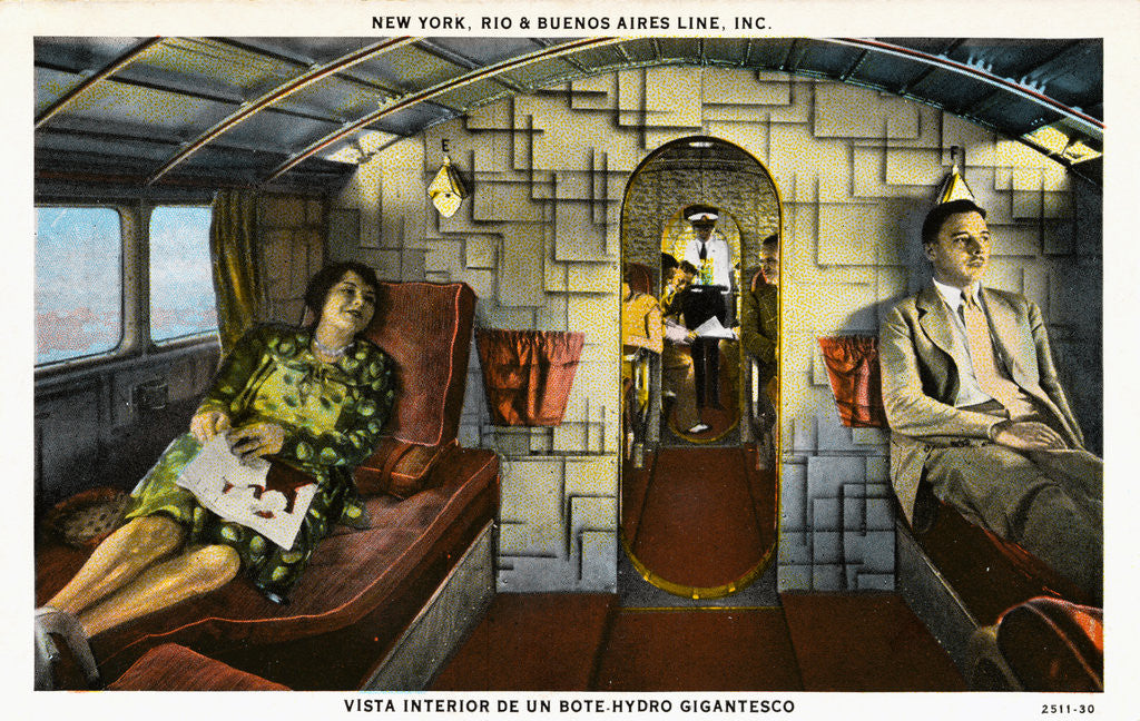 Detail of Interior View of a Huge Floatplane Postcard by Anonymous