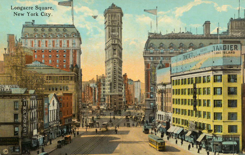 Detail of Postcard of Longacre Square by Anonymous