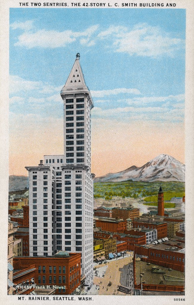 Detail of Postcard of L.C. Smith Building in Seattle by Anonymous