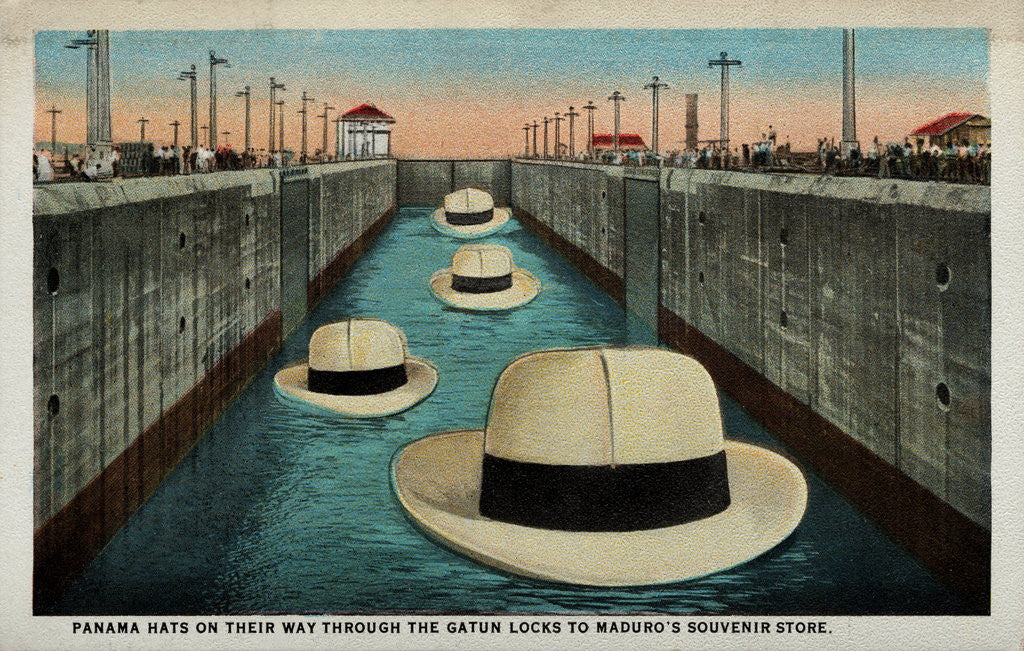 Detail of Postcard of Hats Floating Through Gatun Locks by Anonymous