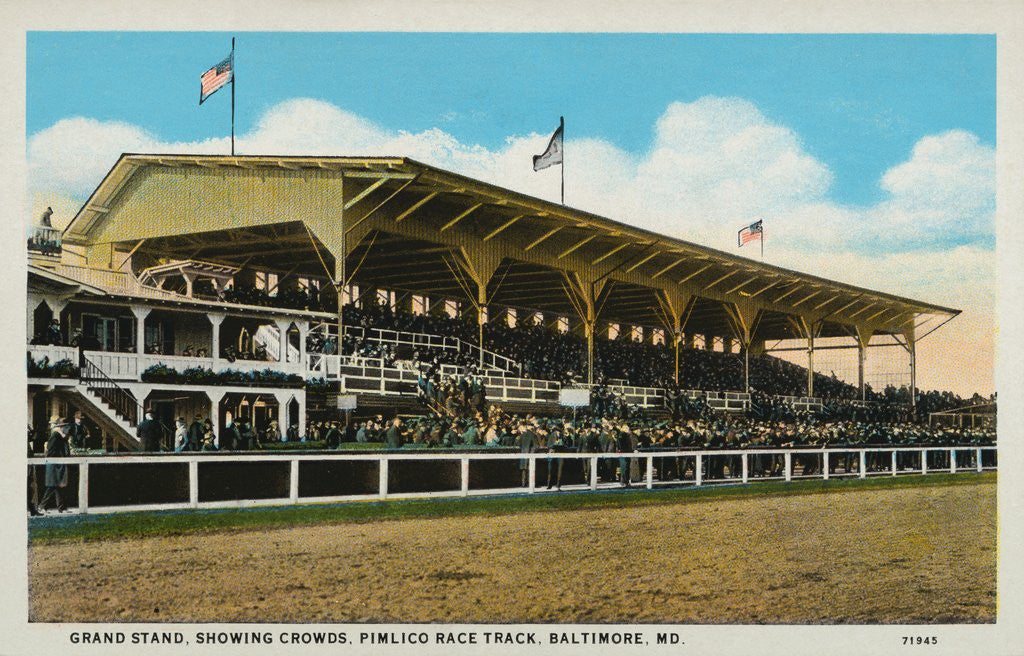 Detail of Postcard of Grand Stands at Pimlico Race Track by Anonymous