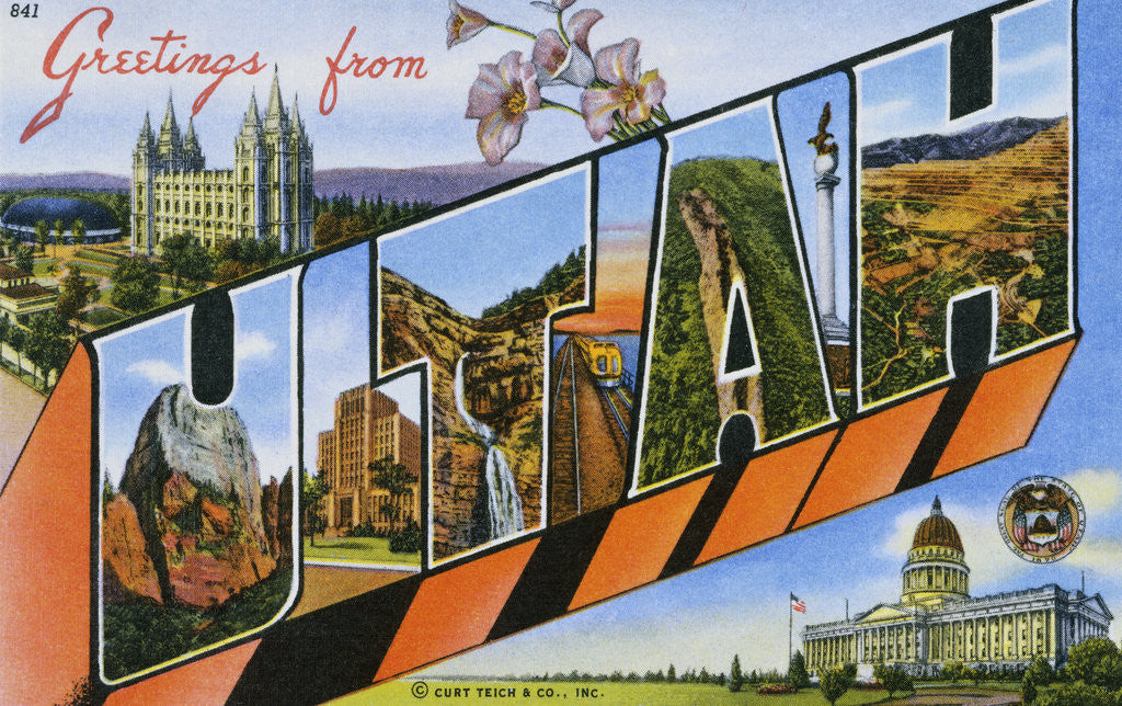Detail of Postcard of Greetings from Utah by Anonymous