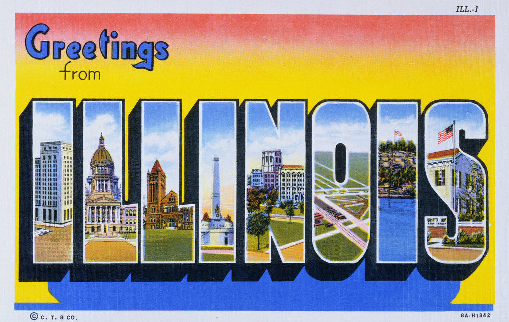 Detail of Postcard of Greetings from Illinois by Anonymous