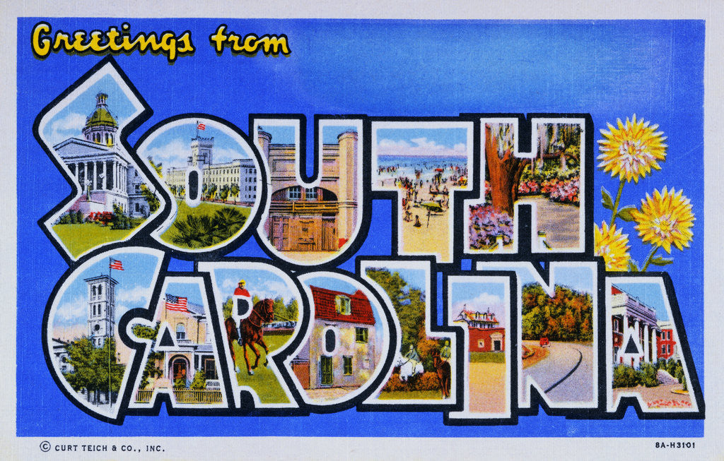 Detail of Postcard of Greetings from South Carolina by Corbis
