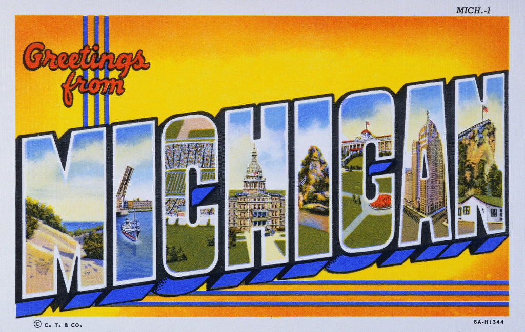 Detail of Postcard of Greetings from Michigan by Anonymous