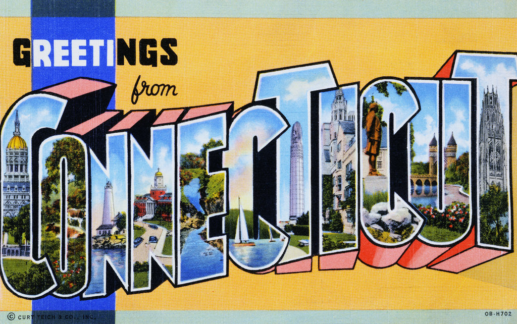 Detail of Postcard of Greetings from Connecticut by Anonymous