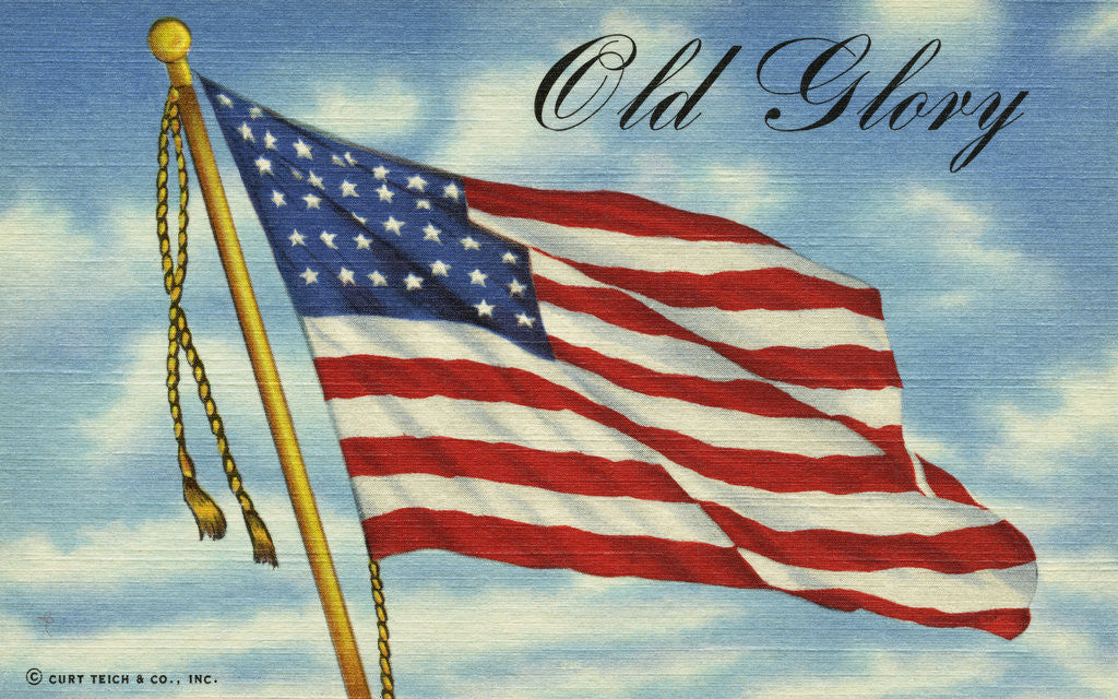 Detail of Old Glory Postcard from Hand-Colored Print by Anonymous