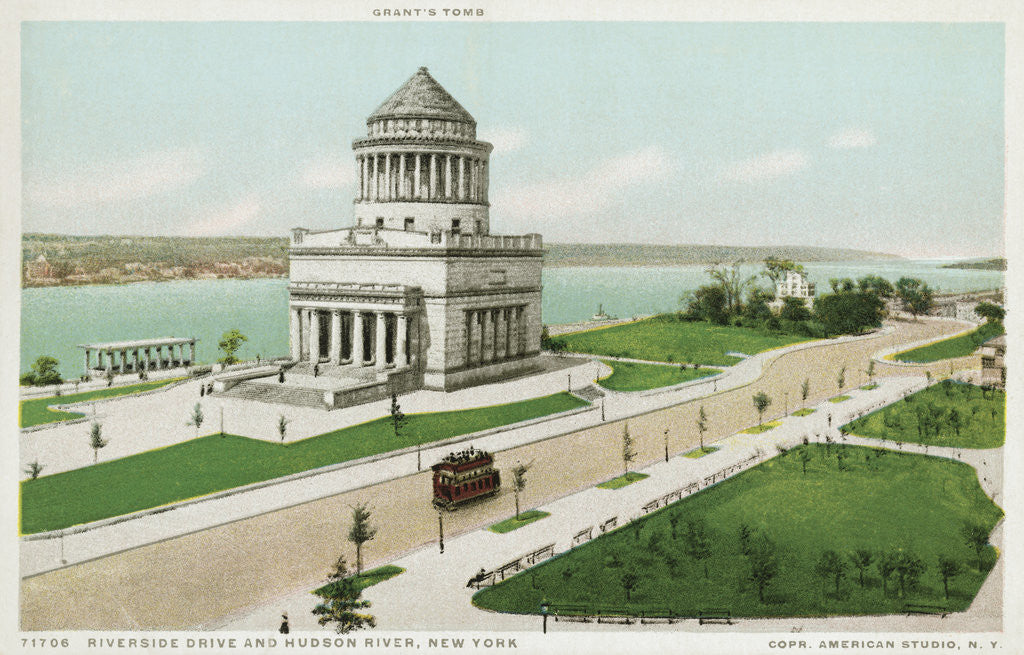 Detail of Grant's Tomb, Riverside Drive and Hudson River, New York Postcard by Anonymous