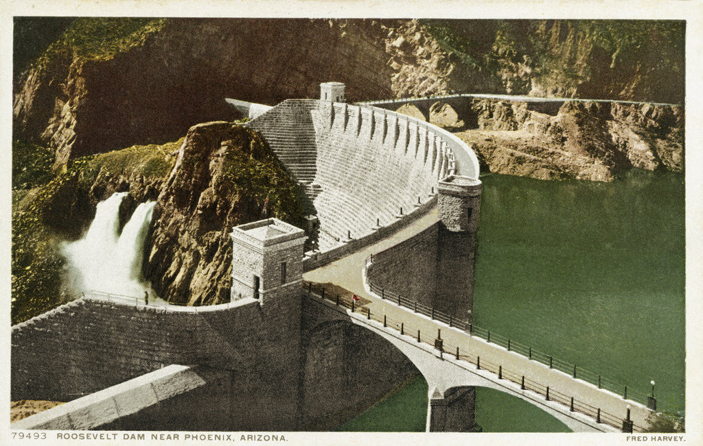Detail of Roosevelt Dam Near Phoenix, Arizona Postcard by Anonymous