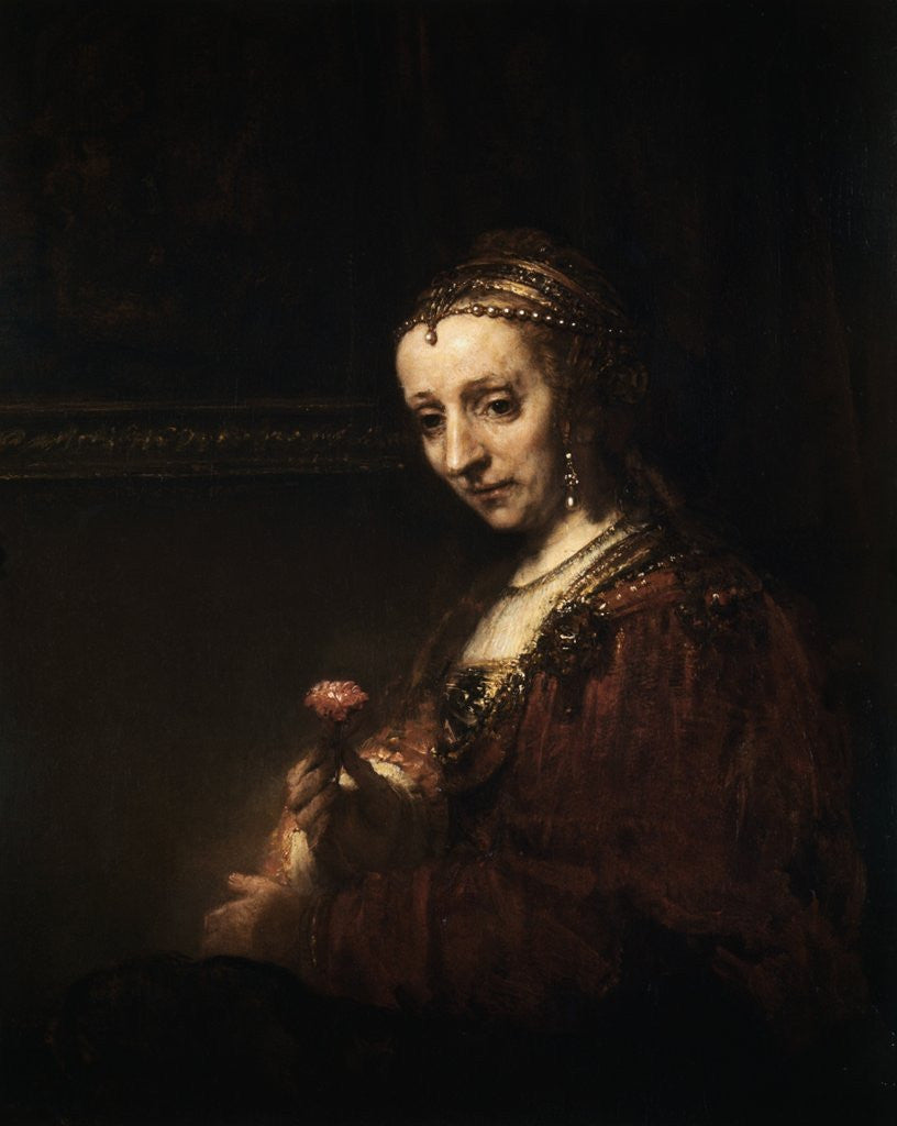 Detail of Lady with a Pink by Anonymous