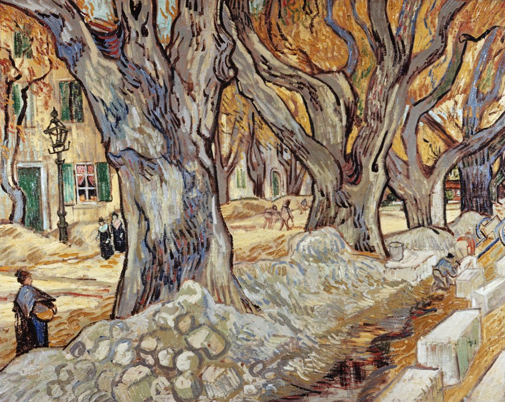 Detail of Road Menders in a Lane With Heavy Plane Trees by Vincent Van Gogh