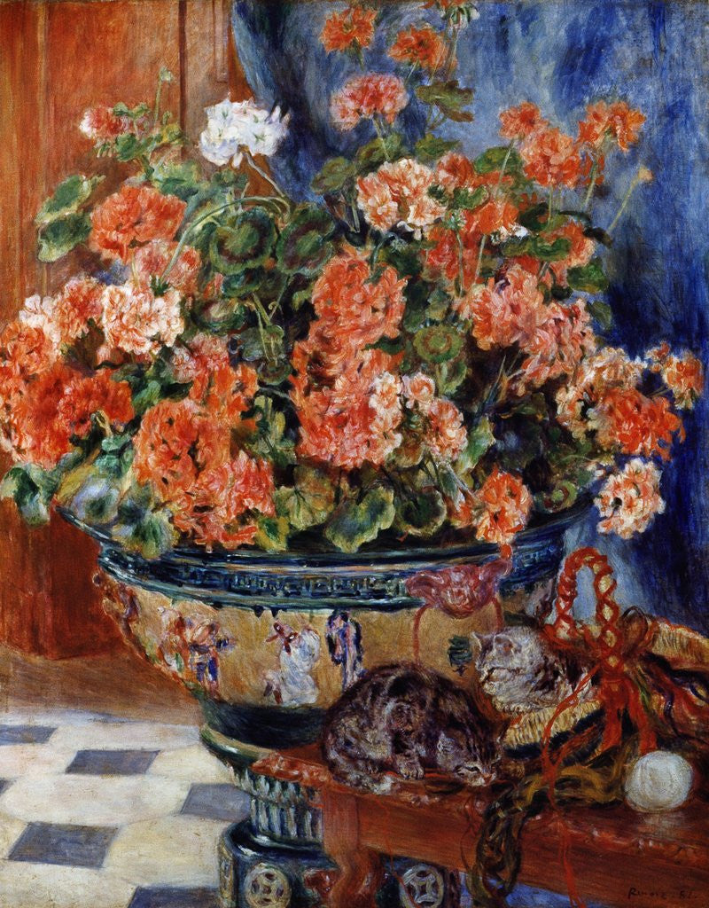 Detail of Geraniums and Cats by Pierre-Auguste Renoir