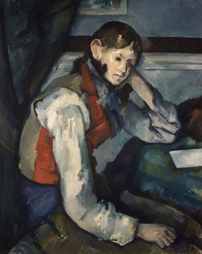 Detail of Boy in a Red Waistcoat by Paul Cezanne