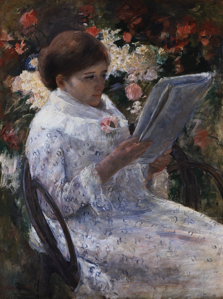 Detail of Woman Reading in a Garden by Mary Cassatt
