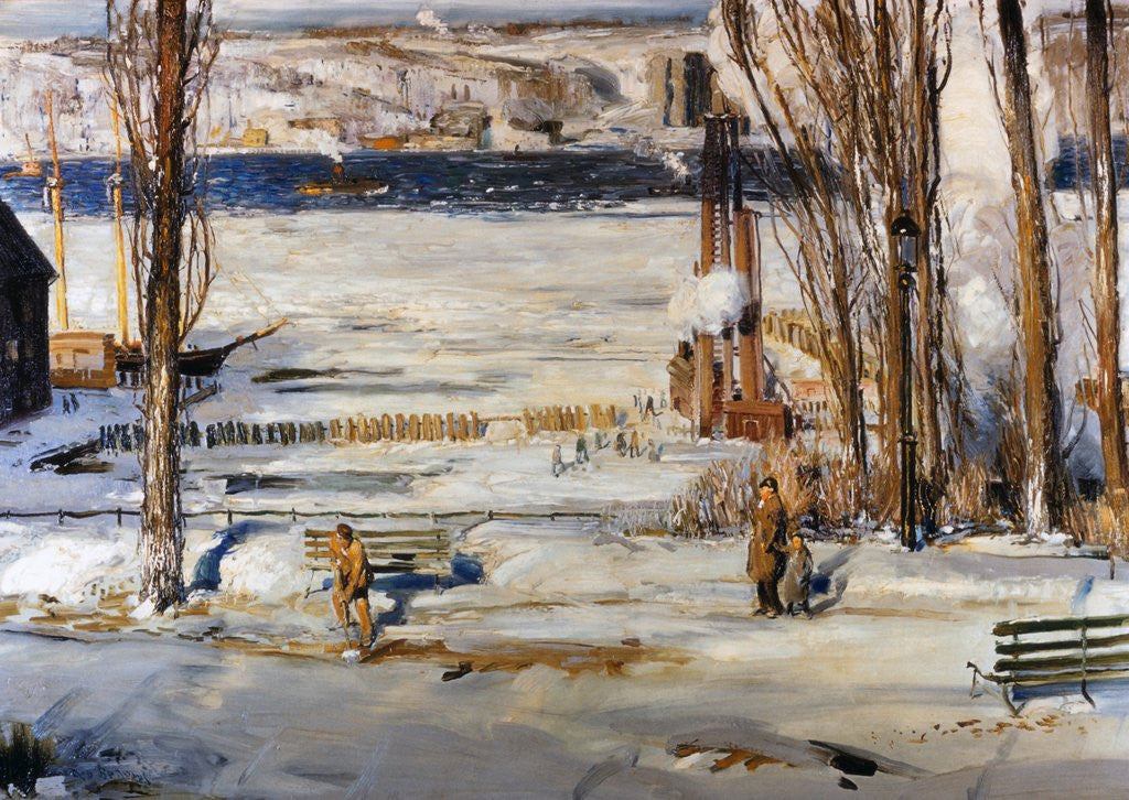 Detail of A Morning Snow, Hudson River by George Wesley Bellows