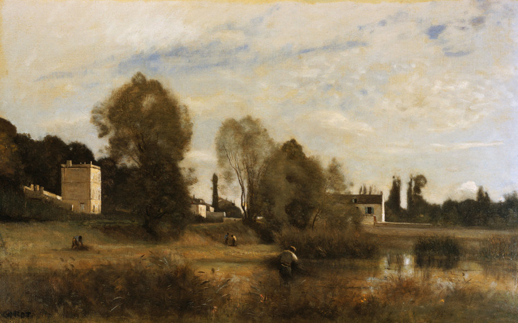 Detail of Ville d'Avray by Camille-Jean Corot