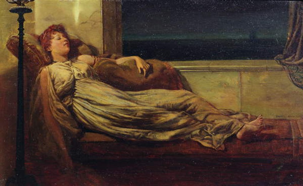 Detail of Classical Lady Reclining on a Chaise Longue by Frank Hobden