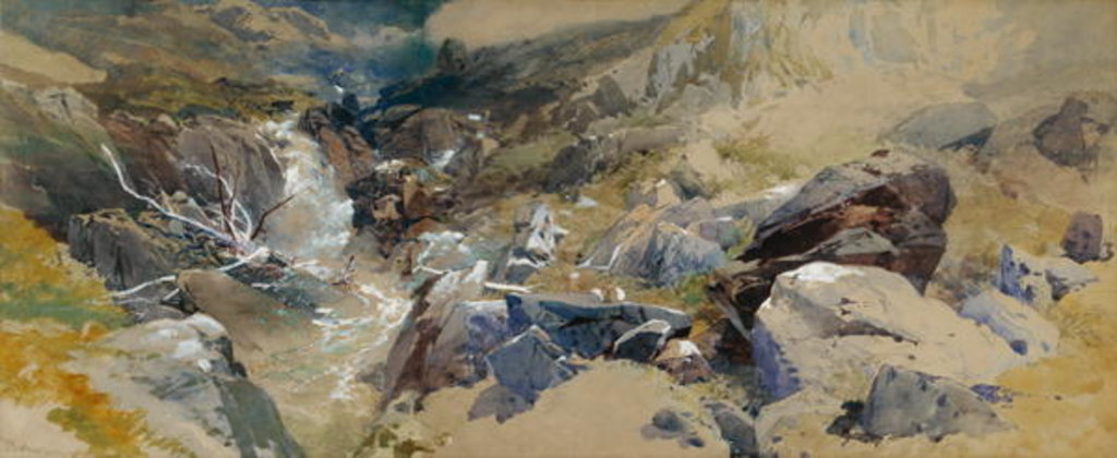 Detail of A Rocky Stream in Scotland by Thomas Miles II Richardson
