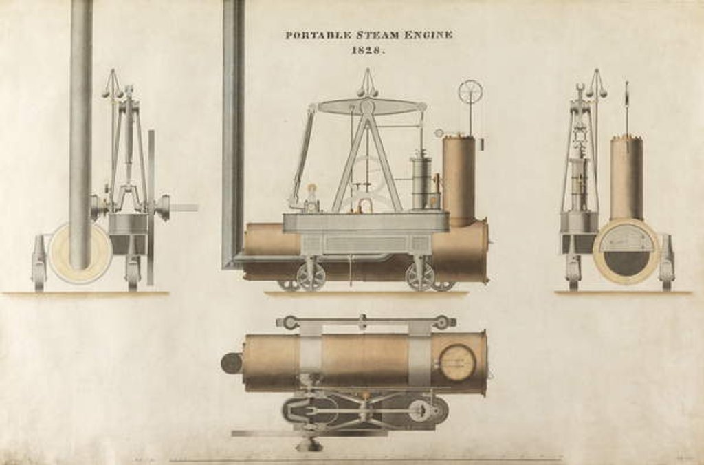 Detail of Portable steam engine, designed by Maudsley, Sons & Field, 1828 by English School