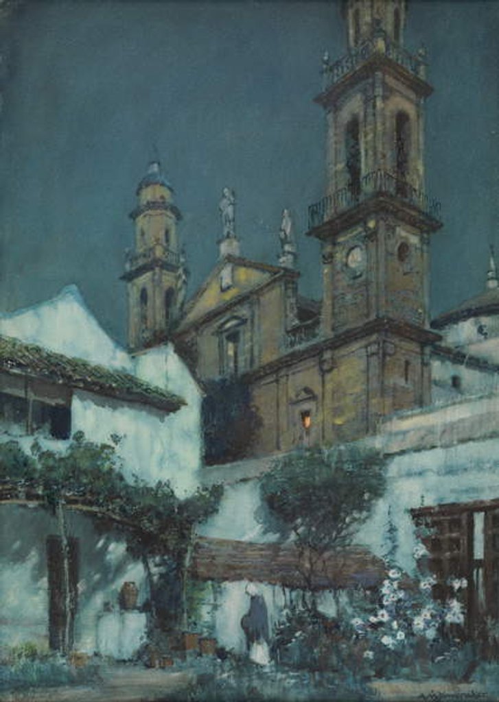 Detail of Moonlight - a Garden in Seville by Albert Moulton Foweraker