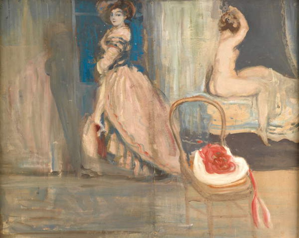 Detail of The Red and White Hat by Charles Edward Conder