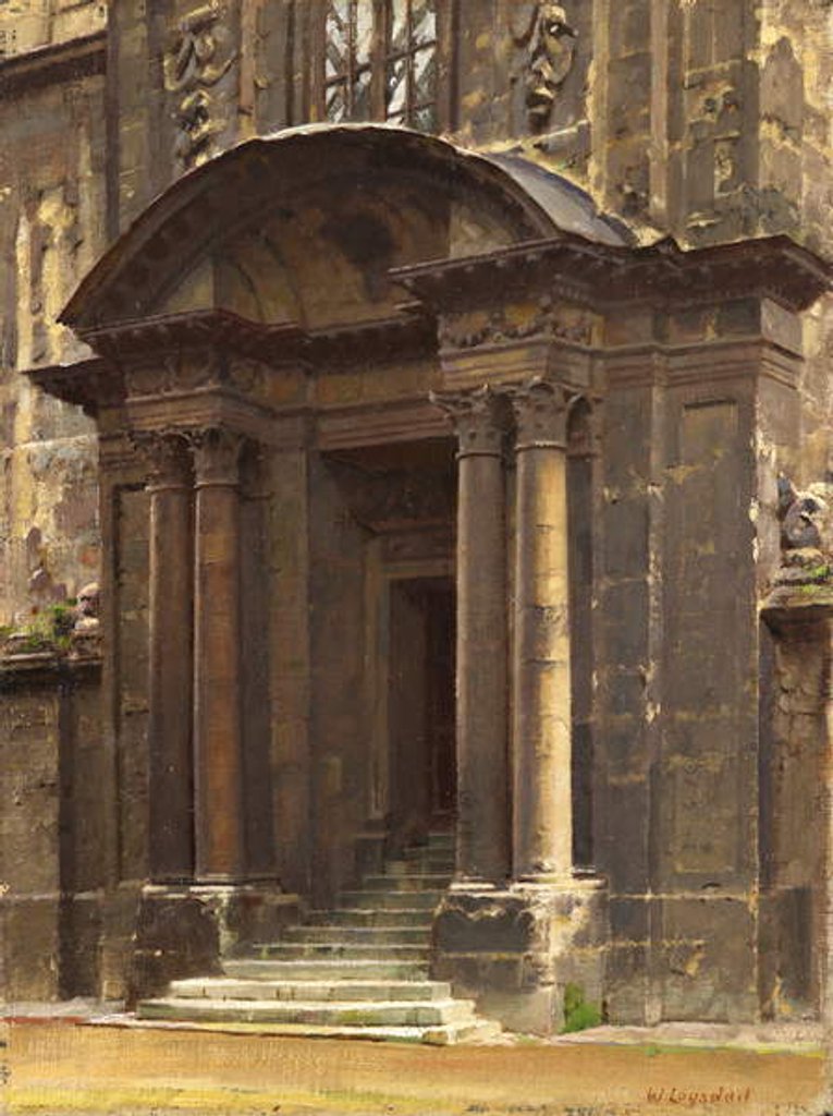 Detail of The Porch of the Old Ashmolean, Oxford by William Logsdail