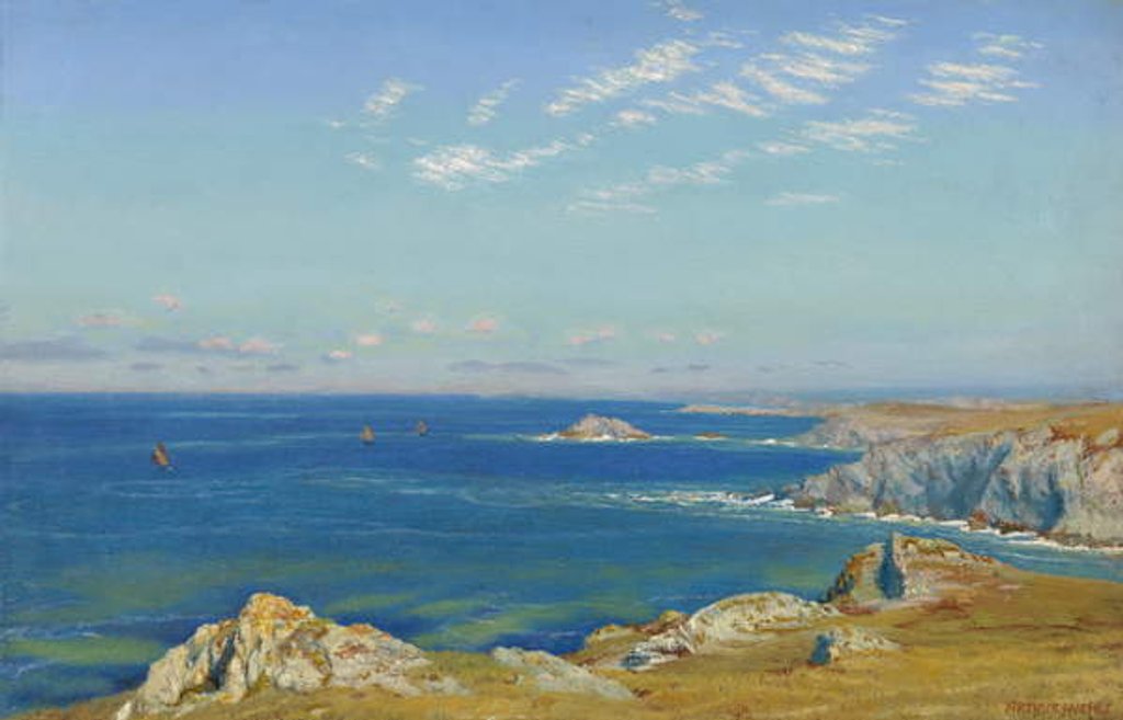 Detail of Newquay Headland, Cornwall by Arthur Hughes